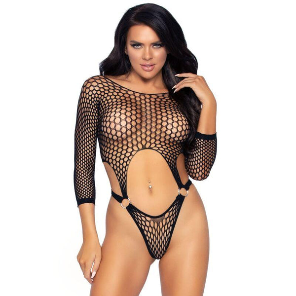 LEG AVENUE - TOP-BODYSUIT MIT TANGA-RÜCKEN, EINE GRÖSSE - SCHWARZ - INTIM SPACE Online Sexshop