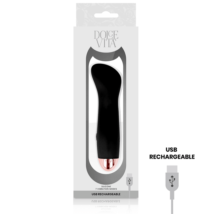 DOLCE VITA - AUFLADBARER VIBRATOR EINE SCHWARZE 7-GESCHWINDIGKEIT - INTIM SPACE Online Sexshop