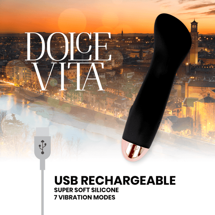 DOLCE VITA - AUFLADBARER VIBRATOR EINE SCHWARZE 7-GESCHWINDIGKEIT - INTIM SPACE Online Sexshop