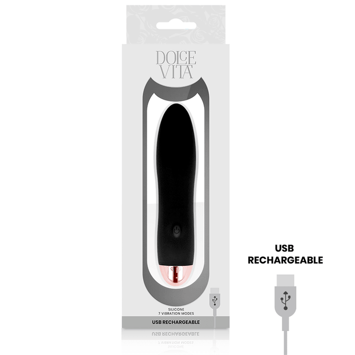 DOLCE VITA - AUFLADBARER VIBRATOR VIER SCHWARZ - GESCHWINDIGKEITEN - INTIM SPACE Online Sexshop