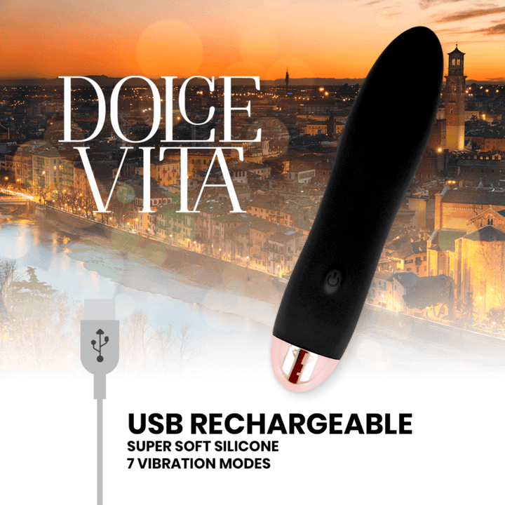 DOLCE VITA - AUFLADBARER VIBRATOR VIER SCHWARZ - GESCHWINDIGKEITEN - INTIM SPACE Online Sexshop