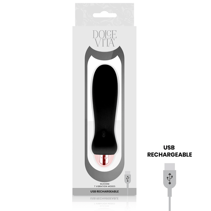 DOLCE VITA - AUFLADBARER VIBRATOR FÜNF SCHWARZ - GESCHWINDIGKEITEN - INTIM SPACE Online Sexshop