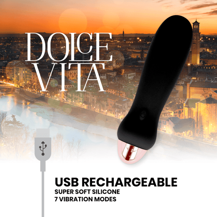 DOLCE VITA - AUFLADBARER VIBRATOR FÜNF SCHWARZ - GESCHWINDIGKEITEN - INTIM SPACE Online Sexshop