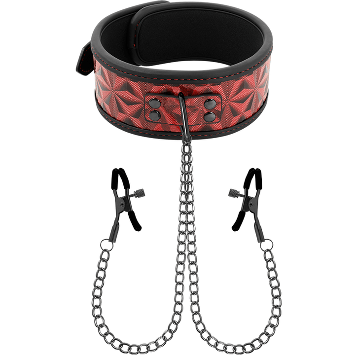 BEGME - RED EDITION HALSBAND MIT NIPPELKLEMMEN MIT NEOPRENFUTTER - INTIM SPACE Online Sexshop