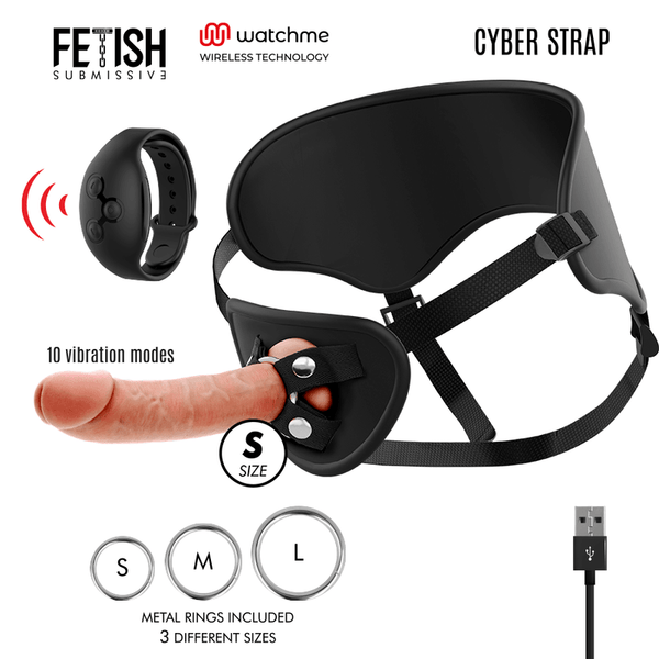 FETISH SUBMISSIVE CYBER STRAP - HARNESS MIT FERNBEDIENUNGS-DILDO-UHREN-TECHNOLOGIE - INTIM SPACE Online Sexshop