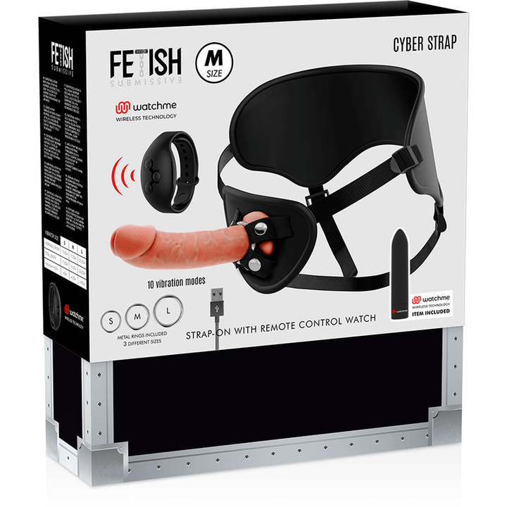 FETISH SUBMISSIVE CYBER STRAP - HARNESS MIT DILDO- UND BULLET-FERNBEDIENUNGS-WATCHME-M-TECHNOLOGIE - INTIM SPACE Online Sexshop