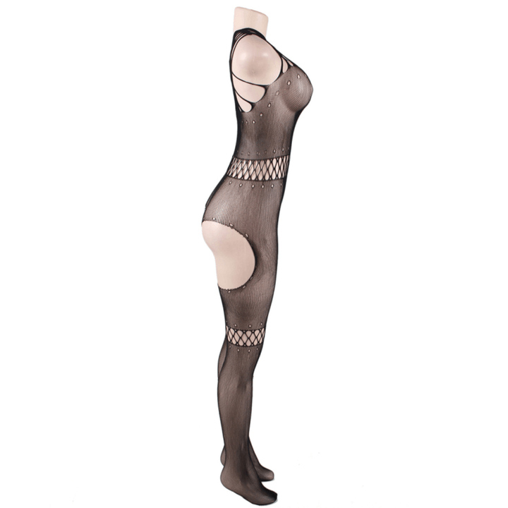 QUEEN LINGERIE - STRAPS NECK BODYSTOCKING S/L - INTIM SPACE Online Sexshop