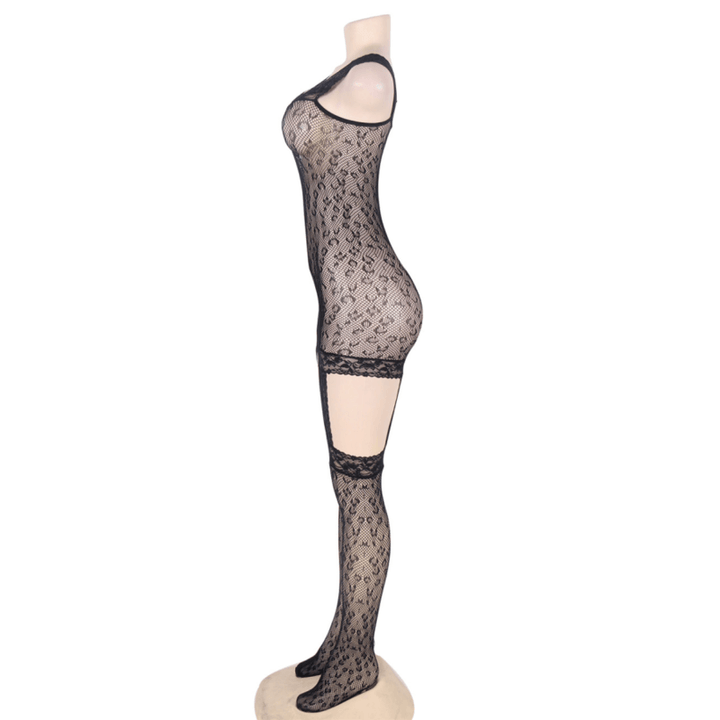 QUEEN LINGERIE - LEOPARD STYLE BODYSTOCKING S/L - INTIM SPACE Online Sexshop