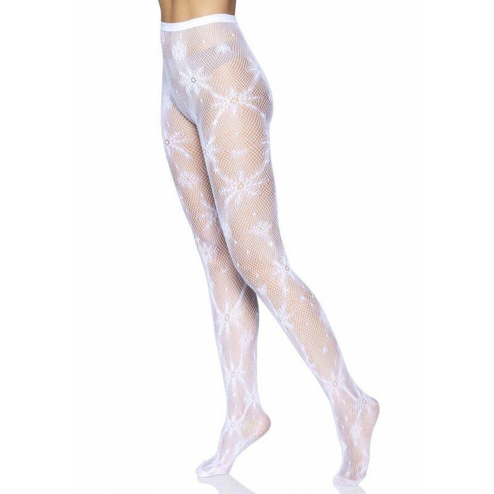 LEG AVENUE - SNOWFLAKE NETZSTRUMPFHOSE, EINE GRÖSSE - INTIM SPACE Online Sexshop