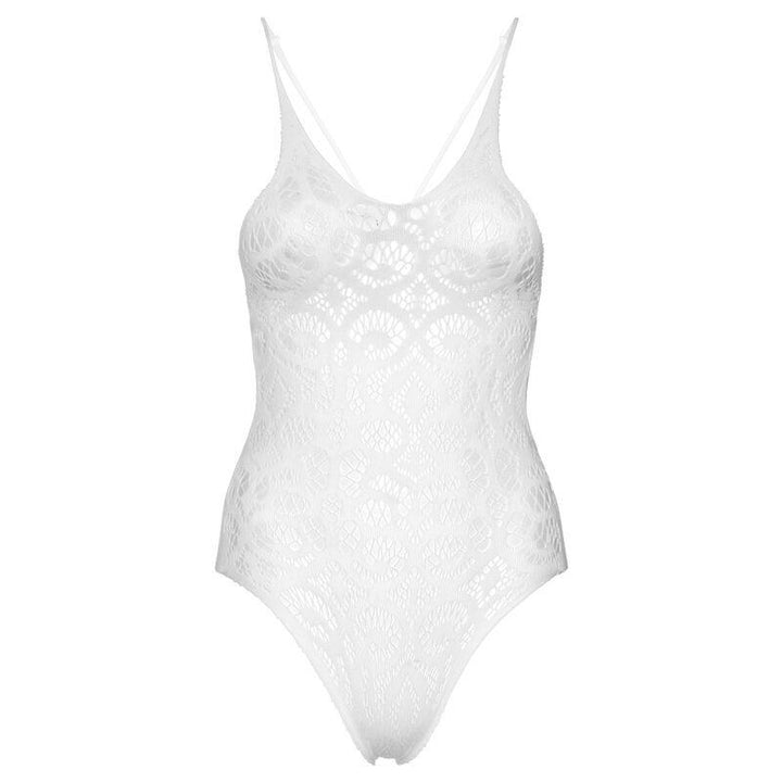 LEG AVENUE - SEAMLESS SCROLL LACE TEDDY - WEISS - INTIM SPACE Online Sexshop