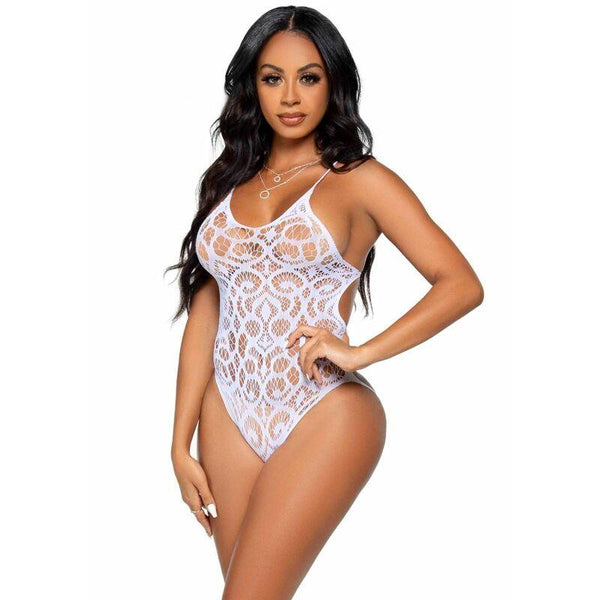 LEG AVENUE - SEAMLESS SCROLL LACE TEDDY - WEISS - INTIM SPACE Online Sexshop