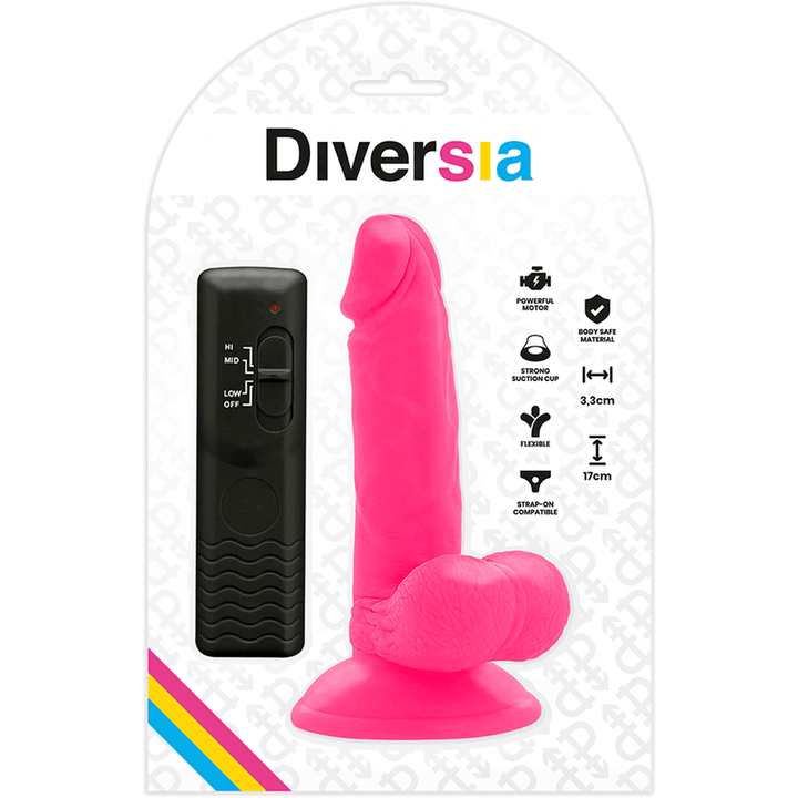 DIVERSIA - FLEXIBLER VIBRIERENDER DILDO ROSA 17 CM -O- 3.3 CM - INTIM SPACE Online Sexshop