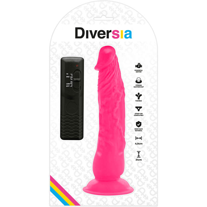 DIVERSIA - FLEXIBLER VIBRIERENDER DILDO ROSA 21 CM -O- 4.9 CM - INTIM SPACE Online Sexshop