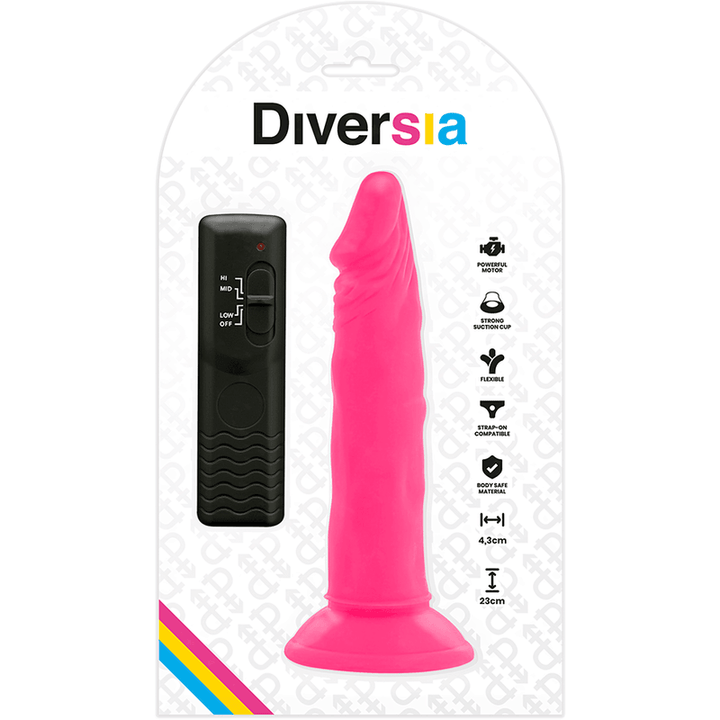 DIVERSIA - FLEXIBLER DILDO MIT VIBRATION ROSA 23 CM -O- 4.3 CM - INTIM SPACE Online Sexshop