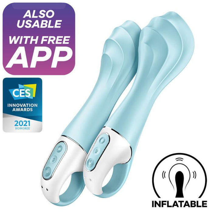 SATISFYER - AIR PUMP VIBRATOR 5+ AUFBLASBARE G-SPOT-VIBRATOR-APP BLAU - INTIM SPACE Online Sexshop