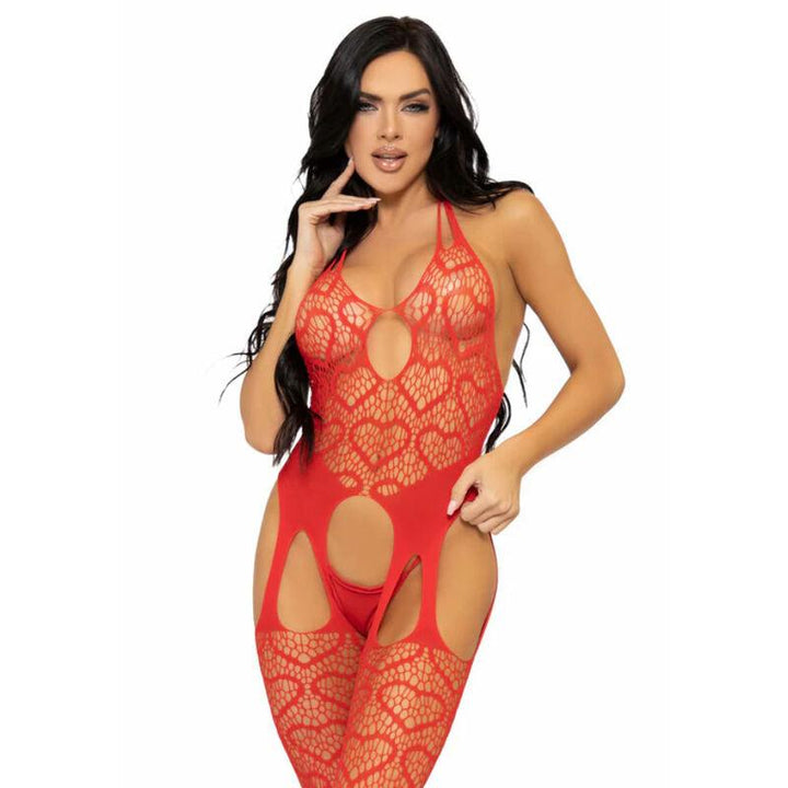 LEG AVENUE - NET SUSPENDER BODYSTOCKING, EINE GRÖSSE - ROT - INTIM SPACE Online Sexshop