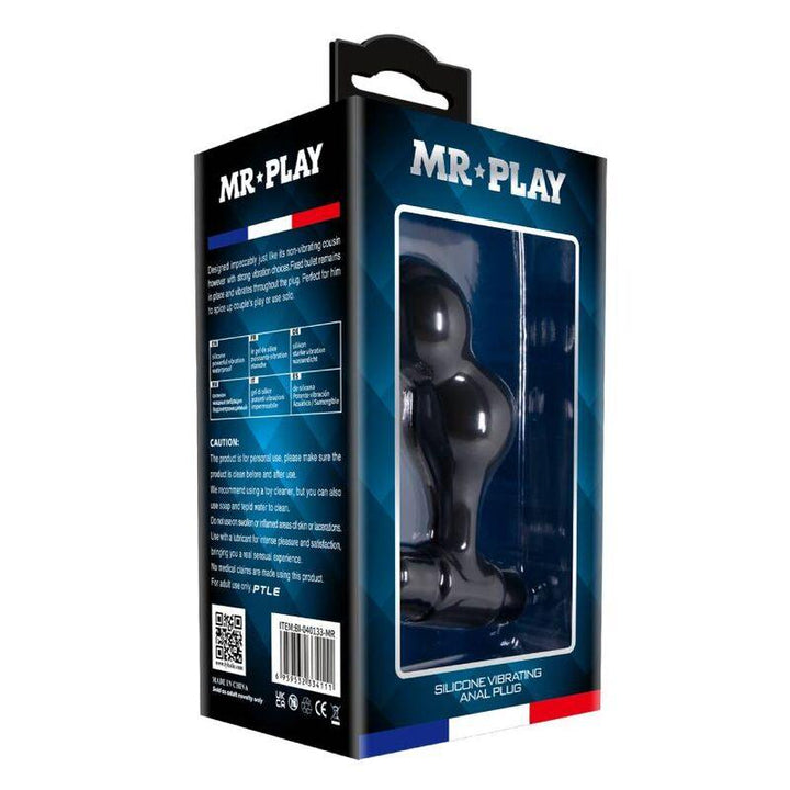 MR PLAY - SCHWARZER SILIKON-VIBRATOR-ANALSTECKER - INTIM SPACE Online Sexshop