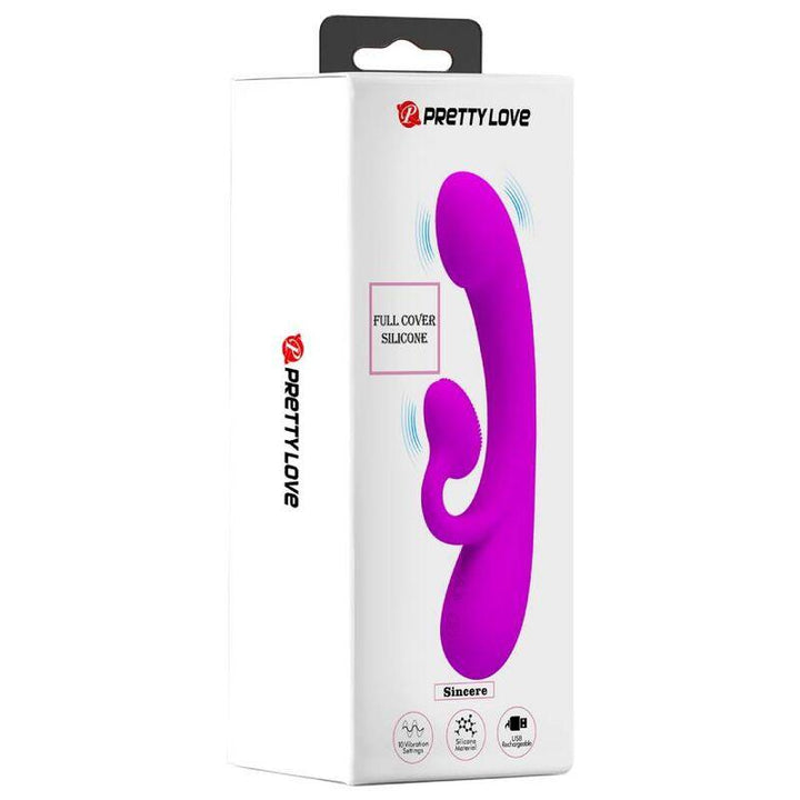 PRETTY LOVE - AUFRICHTIGER VIBRATOR UND KLITORIS-SAUGER AUS VIOLETTEM SILIKON - INTIM SPACE Online Sexshop