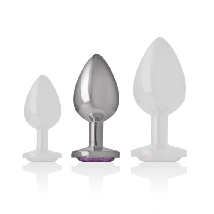 INTENSE - ANALPLUG AUS ALUMINIUMMETALL MIT VIOLETTEM KRISTALL, GRÖSSE M - INTIM SPACE Online Sexshop