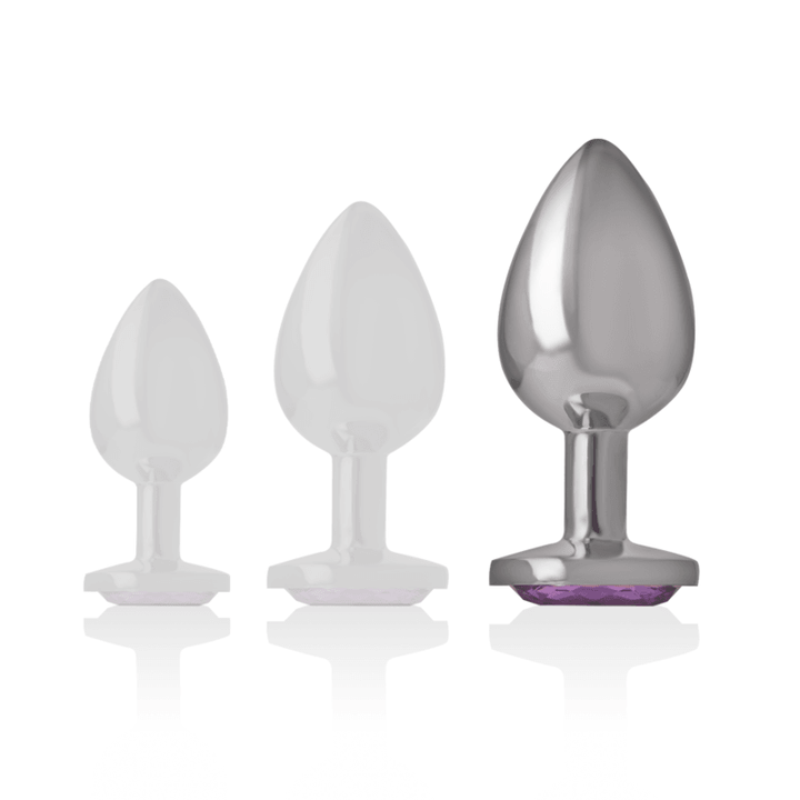 INTENSE - ANALPLUG AUS ALUMINIUMMETALL MIT VIOLETTEM KRISTALL, GRÖSSE L - INTIM SPACE Online Sexshop