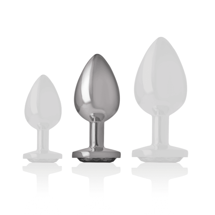 INTENSE - ANALPLUG AUS ALUMINIUMMETALL MIT SCHWARZEM GLAS, GRÖSSE M - INTIM SPACE Online Sexshop