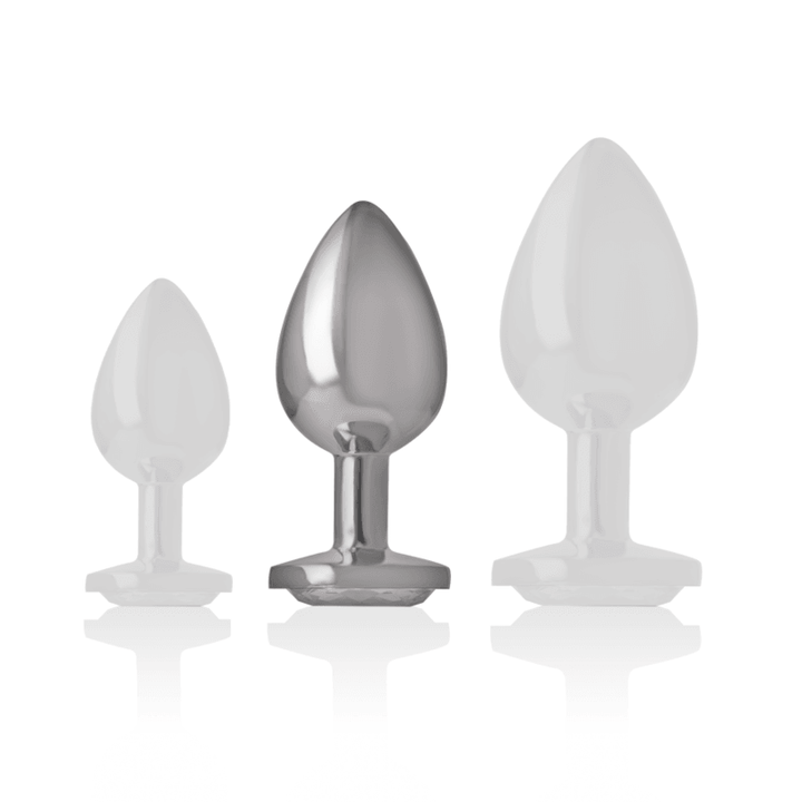 INTENSE - ALUMINIUM-METALL-ANALSPLUG MIT SILBERNEM KRISTALL, GRÖSSE M - INTIM SPACE Online Sexshop