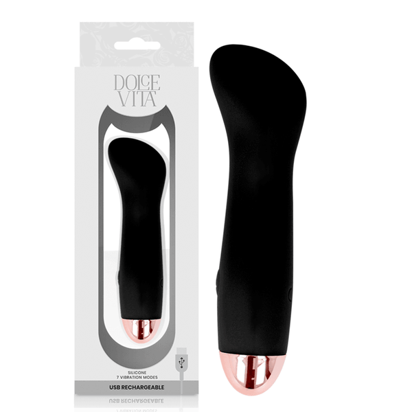 DOLCE VITA - AUFLADBARER VIBRATOR EINE SCHWARZE 7-GESCHWINDIGKEIT - INTIM SPACE Online Sexshop