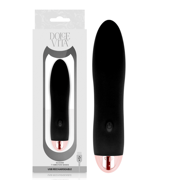 DOLCE VITA - AUFLADBARER VIBRATOR VIER SCHWARZ - GESCHWINDIGKEITEN - INTIM SPACE Online Sexshop