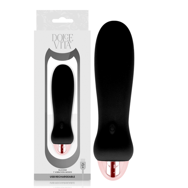 DOLCE VITA - AUFLADBARER VIBRATOR FÜNF SCHWARZ - GESCHWINDIGKEITEN - INTIM SPACE Online Sexshop