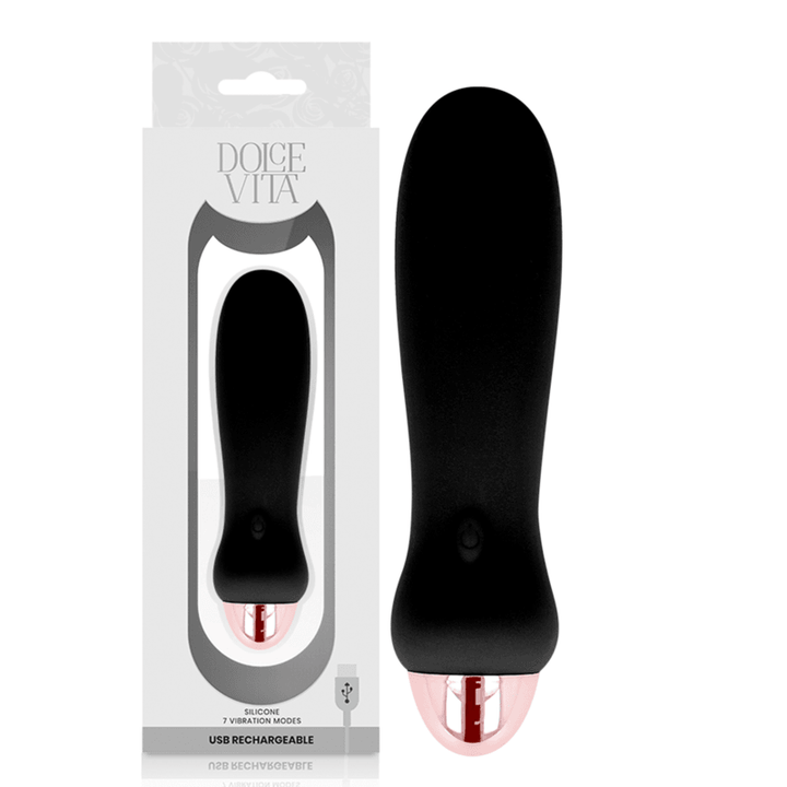 DOLCE VITA - AUFLADBARER VIBRATOR FÜNF SCHWARZ - GESCHWINDIGKEITEN - INTIM SPACE Online Sexshop