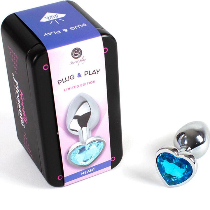 SECRETPLAY - BUTT PLUG AUS METALL, BLAUES HERZ, KLEINE GRÖSSE - CM - INTIM SPACE Online Sexshop