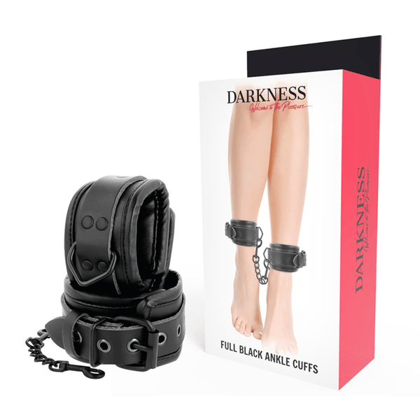 DARKNESS - VERSTELLBARE KNÖCHEL-HANDSCHELLEN AUS SCHWARZEM LEDER - INTIM SPACE Online Sexshop