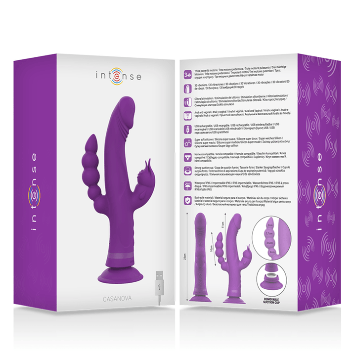 INTENSE - CASANOVA RABBIT SILIKONVIBRATOR DREIFACHMOTOR LILA - INTIM SPACE Online Sexshop