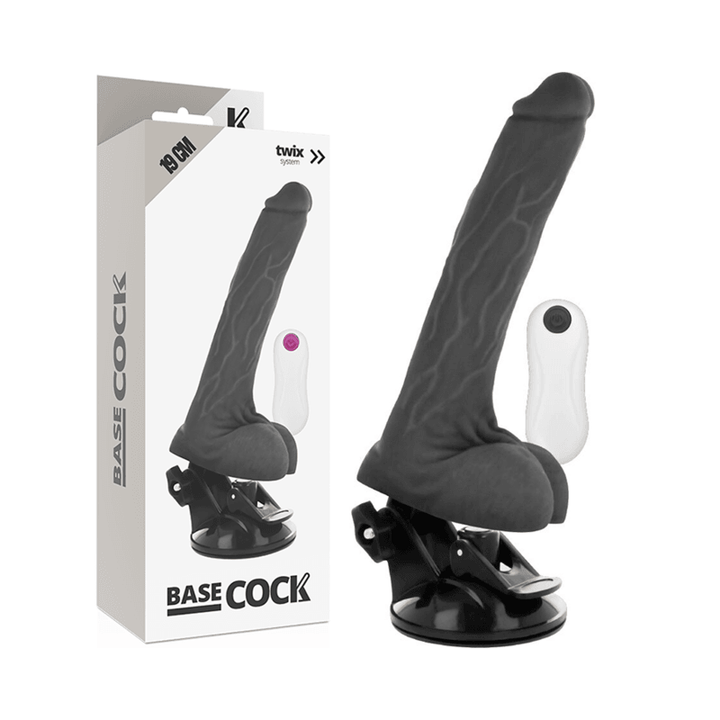 BASECOCK - REALISTISCHER VIBRATOR MIT FERNBEDIENUNG SCHWARZ 19 CM -O- - CM - INTIM SPACE Online Sexshop