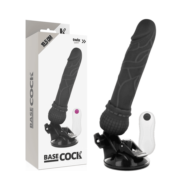 BASECOCK - REALISTISCHER VIBRATOR MIT FERNBEDIENUNG SCHWARZ 19.5 CM -O- - CM - INTIM SPACE Online Sexshop