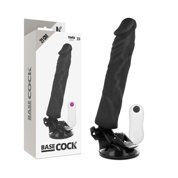 BASECOCK - REALISTISCHER VIBRATOR MIT FERNBEDIENUNG SCHWARZ 21 CM -O- - CM - INTIM SPACE Online Sexshop