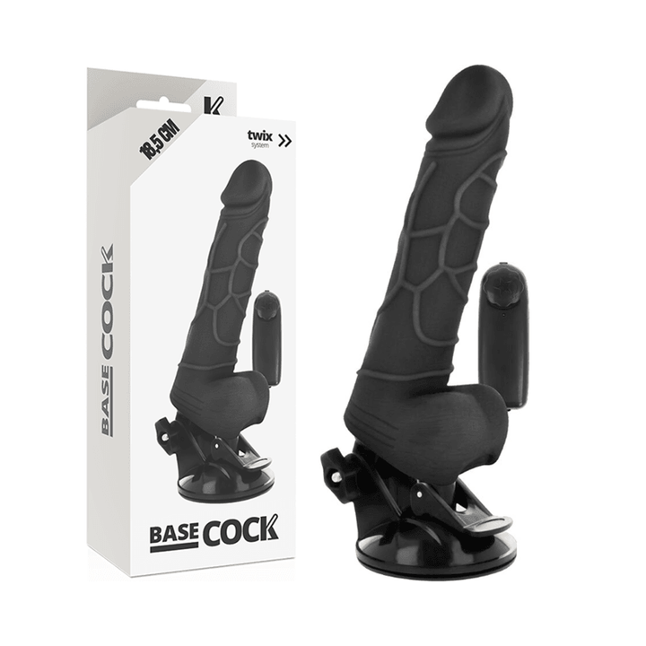 BASECOCK - REALISTISCHER VIBRATOR MIT FERNBEDIENUNG SCHWARZ 18.5 CM -O- 4CM - INTIM SPACE Online Sexshop