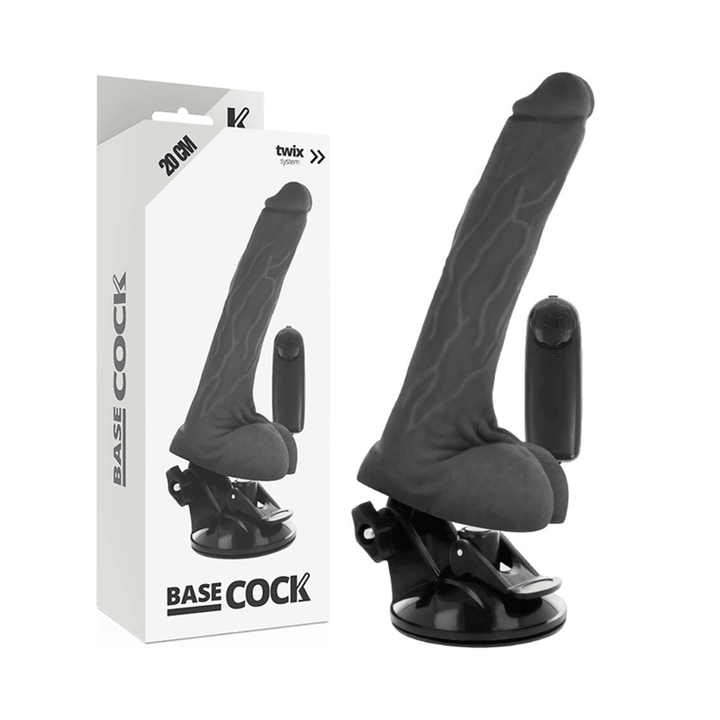 BASECOCK - REALISTISCHER VIBRATOR MIT FERNBEDIENUNG SCHWARZ MIT HODEN 20 CM -O- - CM - INTIM SPACE Online Sexshop