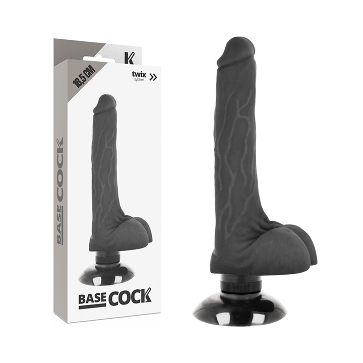 BASECOCK - REALISTISCHER VIBRATOR 2-1 SCHWARZ 18.5 CM -O- - CM - INTIM SPACE Online Sexshop