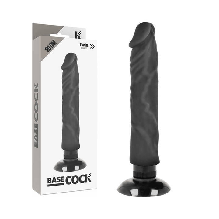 BASECOCK - REALISTISCHER VIBRATOR 2-1 SCHWARZ 20 CM -O- - CM - INTIM SPACE Online Sexshop