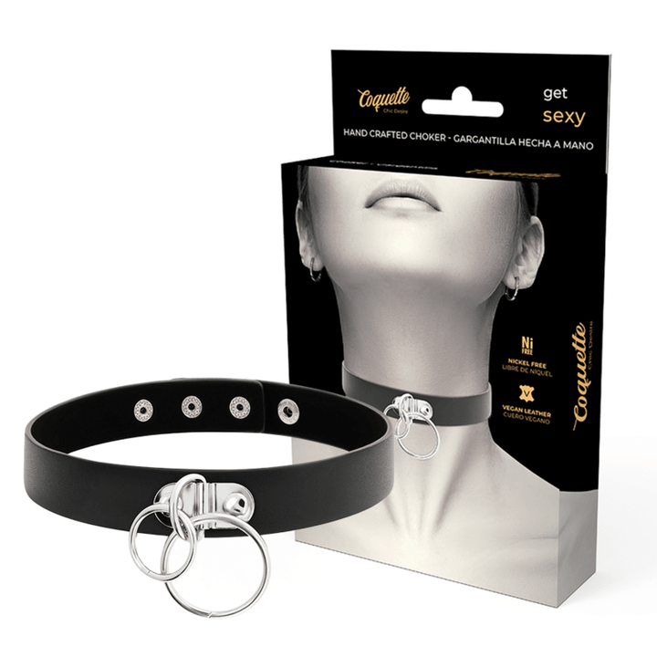 COQUETTE CHIC DESIRE - DOPPELRING-HALSBAND AUS VEGANEM LEDER - INTIM SPACE Online Sexshop