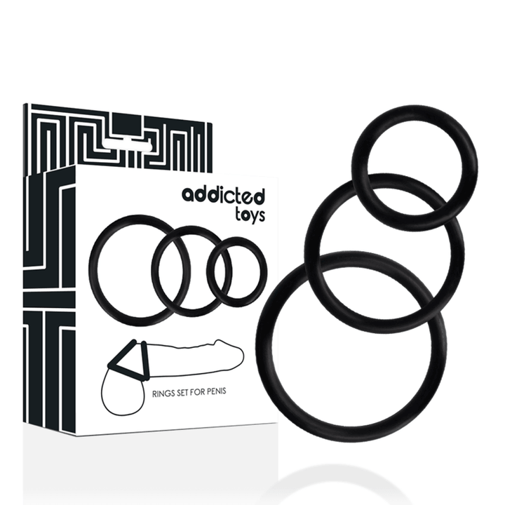 ADDICTED TOYS - RINGSET FÜR PENIS SCHWARZ - INTIM SPACE Online Sexshop