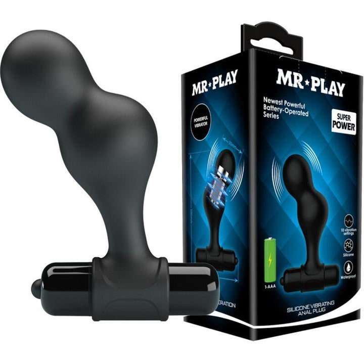 MR PLAY - SCHWARZER SILIKON-VIBRATOR-ANALSTECKER - INTIM SPACE Online Sexshop