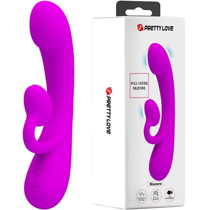 PRETTY LOVE - AUFRICHTIGER VIBRATOR UND KLITORIS-SAUGER AUS VIOLETTEM SILIKON - INTIM SPACE Online Sexshop