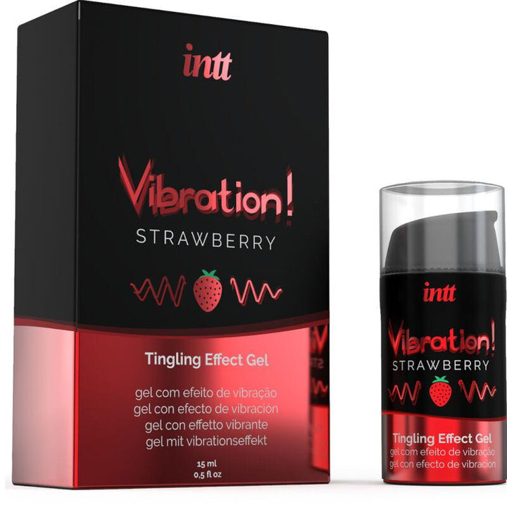 INTT - KRAFTVOLLES INTIMSTIMULIERENDES FLÜSSIGES VIBRATIONSGEL ERDBEERE 15 ML - INTIM SPACE Online Sexshop