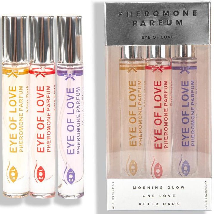 EYE OF LOVE - EOL PHR PARFUM 10 ML SET/3 - MORNING GLOW, ONE LOVE, AFTER DARK - INTIM SPACE Online Sexshop