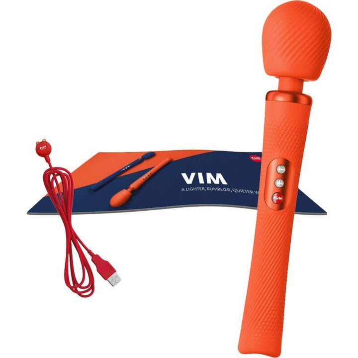 FUN FACTORY - VIM SILIKON WIEDERAUFLADBARER, VIBRIERENDER, GEWICHTETER RUMBLE WAND SUNRISE ORANGE - INTIM SPACE Online Sexshop