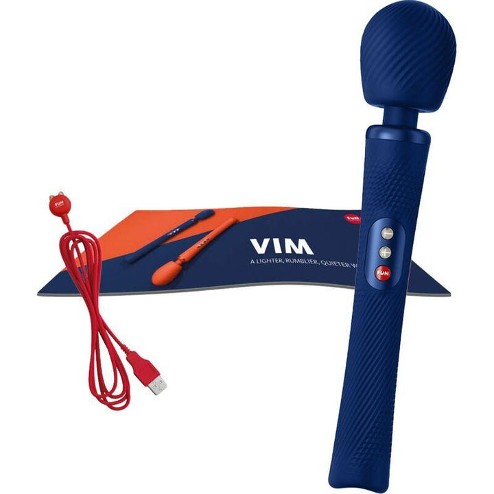 FUN FACTORY - VIM SILIKON WIEDERAUFLADBARER, VIBRIERENDER, GEWICHTETER RUMBLE WAND MITTERNACHTSBLAU - INTIM SPACE Online Sexshop