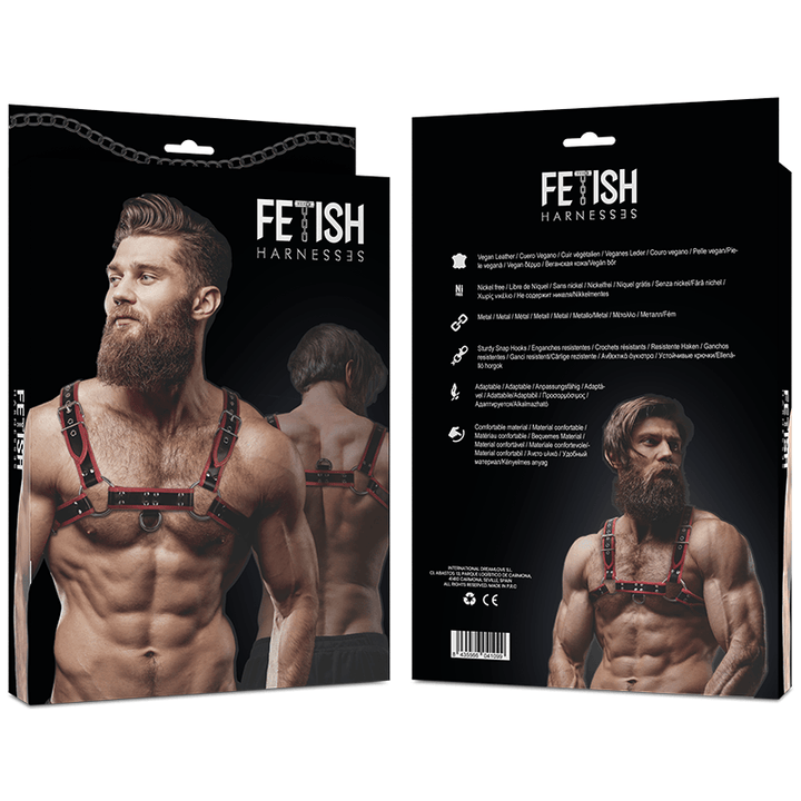 FETISH SUBMISSIVE ATTITUDE - BRUSTGESCHIRR AUS ECO-LEDER FÜR HERREN SCHWARZ/ROT - INTIM SPACE Online Sexshop