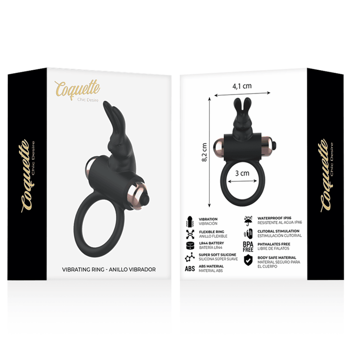 COQUETTE CHIC DESIRE - COCKRING MIT VIBRATOR SCHWARZ/ GOLD - INTIM SPACE Online Sexshop